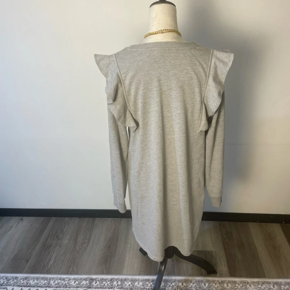 Gray Ruffle Sleeve Dress - Picture 3 of 11